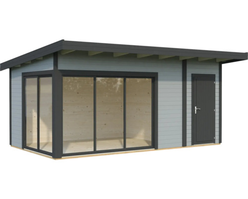 Abri de jardin avec façade vitrée et porte