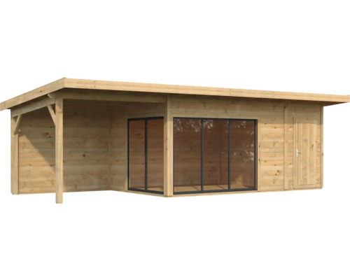 Maison de jardin en bois avec toit et portes coulissantes