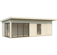 Gartenhaus aus Holz mit Fenstern und Tür