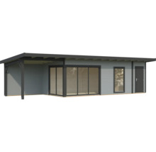 Abri de jardin avec auvent, fenêtres et porte