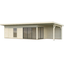 Maison de jardin en bois avec fenêtres et portes coulissantes