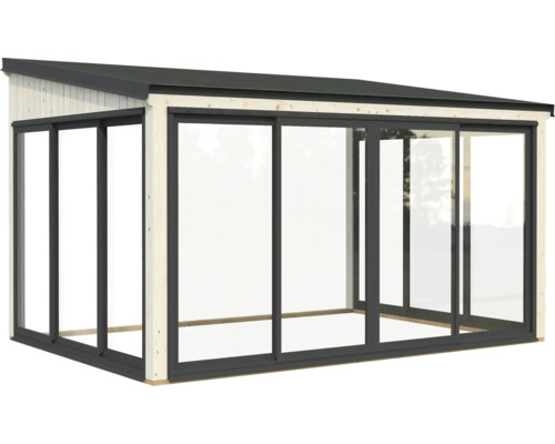 Abri de jardin avec portes coulissantes et toit monopente