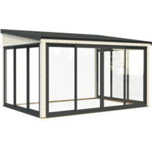 Modernes Gartenhaus mit Schiebetüren und Flachdach