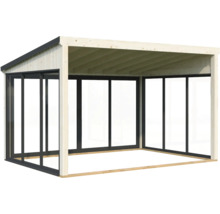 Pavillon de jardin en bois avec parois en verre
