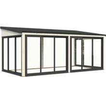 Holz Gartenhaus mit Glasschiebetüren