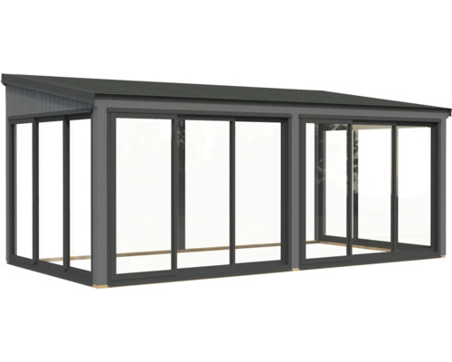 Terrassenüberdachung mit Schiebetüren und Flachdach