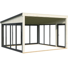 Carport en bois avec portes coulissantes