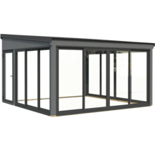 Freistehender Pavillon mit Schiebetüren und Glas