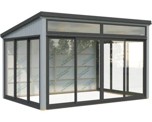 Gartenhaus mit Schiebetüren und Oberlichtern für den Aussenbereich