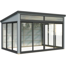 Gartenhaus mit Schiebetüren und Fensterfront