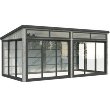 Abri de jardin avec portes coulissantes et revêtement en bois