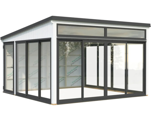 Gartenhaus mit Glasfront und Schiebetüren