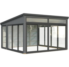 Gartenhaus mit Schiebetüren und Glasfront