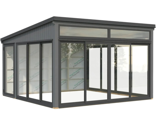 Gartenhaus mit Schiebetüren und Glasfront