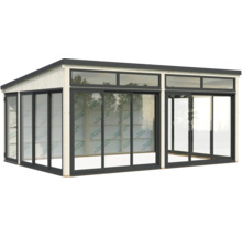 Gartenhaus mit Schiebetüren und Fenstern