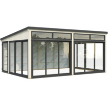 Pavillon de jardin avec portes coulissantes en verre