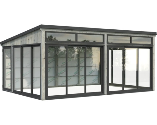 Abri de jardin indépendant avec portes coulissantes et fenêtres