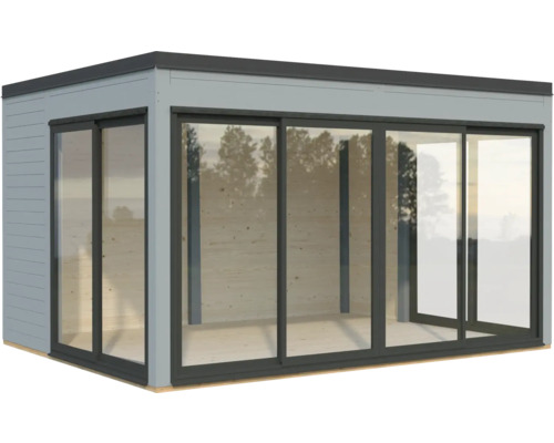 Abri de jardin avec portes coulissantes en verre