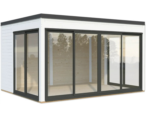 Modernes Gartenhaus mit Glasschiebetüren