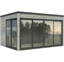 Gartenhaus mit Schiebetüren aus Glas