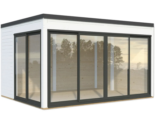 Gartenhaus mit Schiebetüren und Glasfront