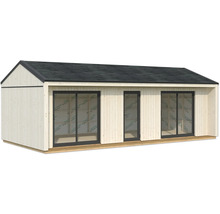 Holzgartenhaus mit Fenstern und Tür