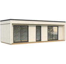 Holzgartenhaus mit Tür und Fenstern