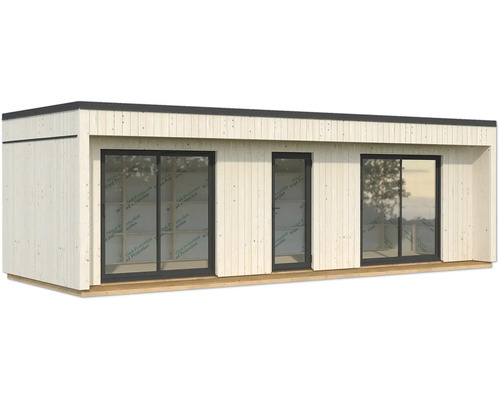 Holzgartenhaus mit Tür und Fenstern