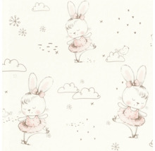 Papier peint avec motif de lapin et motif de nuages