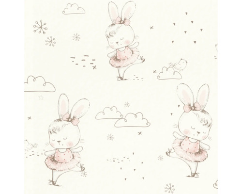 Papier peint avec motif de lapin et motif de nuages