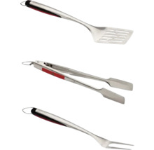 Set d'ustensiles pour barbecue comprenant une spatule, une pince et une fourchette