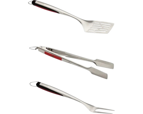 Set d'ustensiles pour barbecue comprenant une spatule, une pince et une fourchette