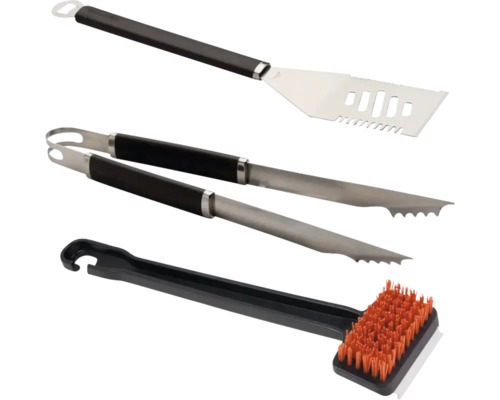 Set d'ustensiles de barbecue avec spatule, pince et brosse