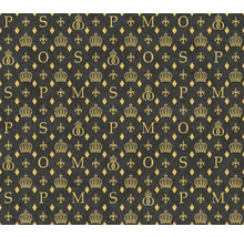 Motif avec lettres, couronnes et lys