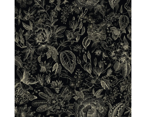 Papier peint à fleurs avec motif floral et feuilles
