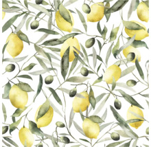 Motif avec des citrons, des olives et des feuilles