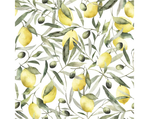 Motif avec des citrons, des olives et des feuilles