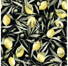 Motif décoratif avec des citrons, des olives et des feuilles