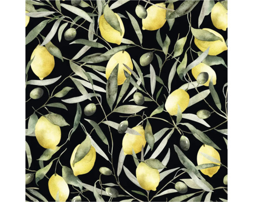 Motif décoratif avec des citrons, des olives et des feuilles