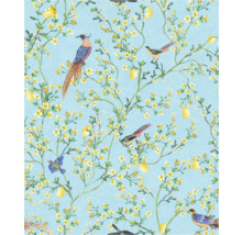 Papier peint à motif d'oiseaux, de citrons et de fleurs