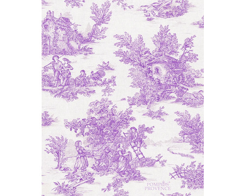 Tissu à motif traditionnel avec des maisons, des personnes et des plantes