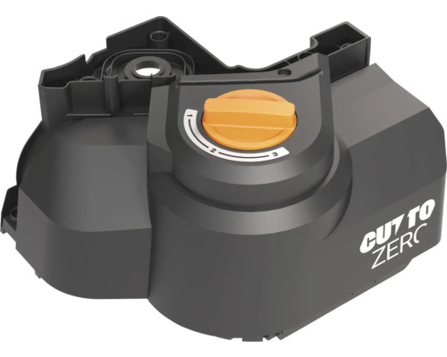 Partie supérieure d'un robot de tonte avec bouton rotatif pour régler la hauteur de coupe