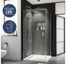 Cabine de douche en verre avec revêtement CER Plus dans une salle de bains