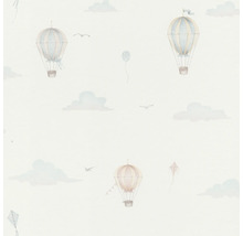 Papier peint avec montgolfières, nuages et cerfs-volants