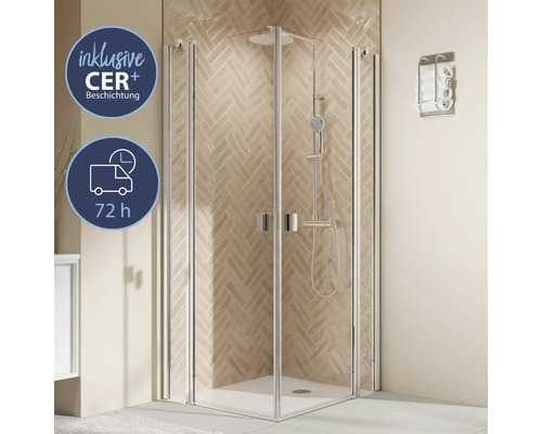 Cabine de douche d'angle avec revêtement CER plus et délai de livraison de 72 heures dans la salle de bain