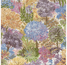 Tapete mit floralem Muster und Baumdarstellungen