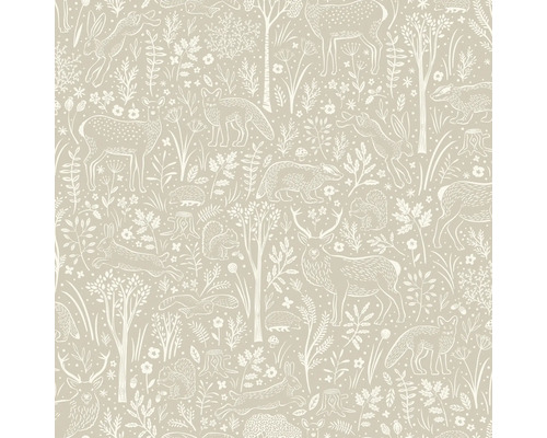 Papier peint avec motif d'animaux forestiers
