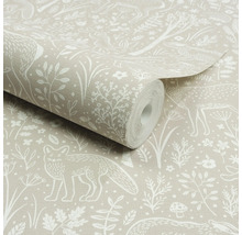 Rouleau de papier peint avec motif animalier, comprenant renard et cerf