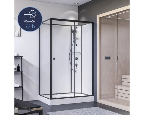 Douche complète BREUER BR 100 90x120x204 cm tirant droite noir Douche d'angle avec cadre noir dans la salle de bain