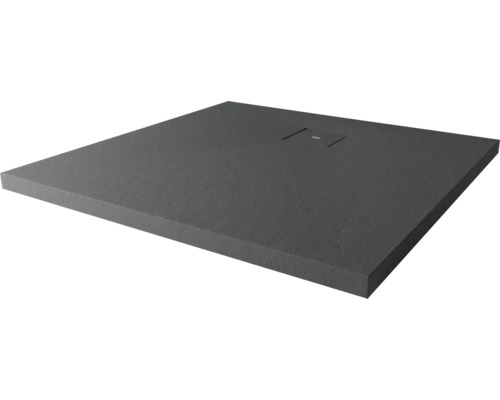 Receveur de douche en fonte minérale BREUER Modern Line Express Q72 aspect pierre anthracite 90 x 90 cm Receveur de douche rectangulaire en grès avec drain